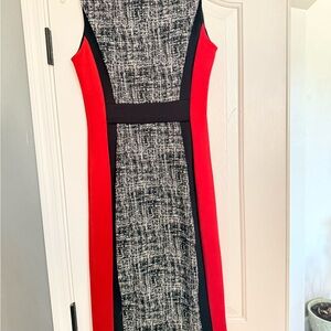 Enfocus Studio Red and Black Midi Dress